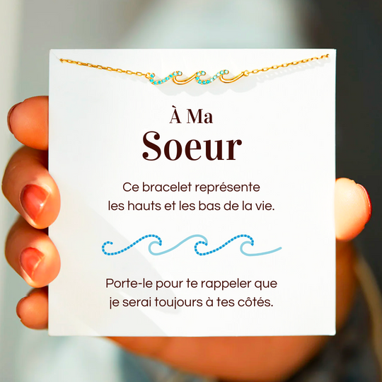 Bracelet Vagues - À ma soeur - Je serai toujours à tes côtés